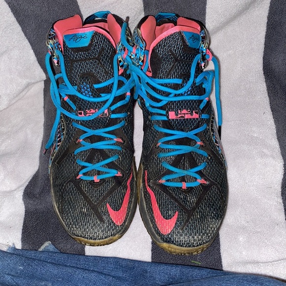 Nike LeBron James XII 12 23 Chromosomes DNA customs hightop mens sz 12 rare - Picture 2 of 12